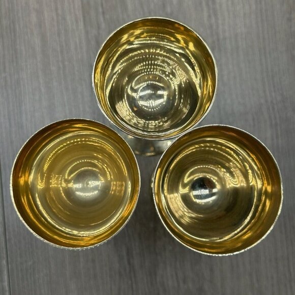 MJK Handicrafts Set Of 4 Gold-Plated Wine Goblets With Etched Floral Design - Picture 4 of 8